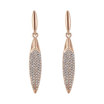 Rose gold crystal pave navette drop earring